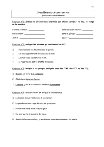Exercices Compléments Circonstanciels CE2 - Grammaire Française