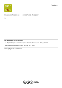 Sociologie du sport - Magnane Georges | Critique Bibliographie Population 1967
