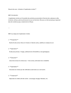 Exploitation minière : Initiation et résumé de cours