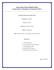 Microcirculation : Flux Sanguin et &Eacute;change Tissulaire en Biophysique M&eacute;dicale