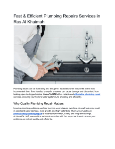 Fast & Efficient Plumbing Repairs Services in Ras Al Khaimah