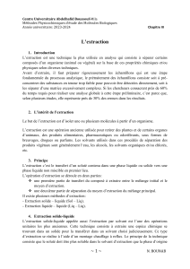 M&eacute;thodes d'extraction en biochimie