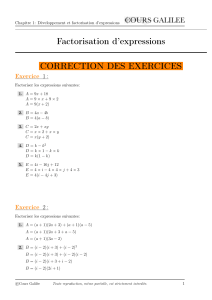 Factorisation d'expressions : Exercices corrigés