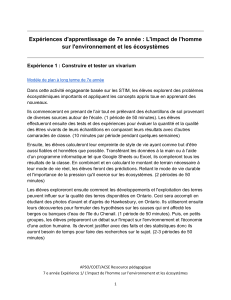 Vivarium : Exp&eacute;rience d'apprentissage 7e ann&eacute;e sur l'impact humain