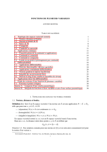Fonctions de Plusieurs Variables : Topologie, Continuité, Différentiabilité