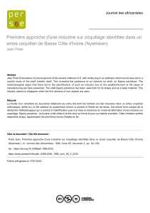 Industrie sur coquillage en C&ocirc;te d'Ivoire (Nyamwan) - Arch&eacute;ologie