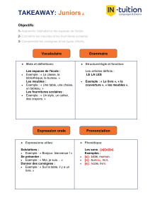 Français Juniors A: Objectifs, Vocabulaire, Grammaire, Prononciation