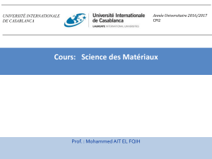 Science des Mat&eacute;riaux : Cours Universitaire CPI2
