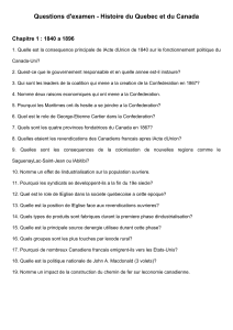 Questions d'examen - Histoire Québec et Canada