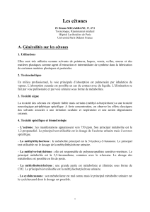 Cétones : Toxicité, utilisations et prévention - Support de cours