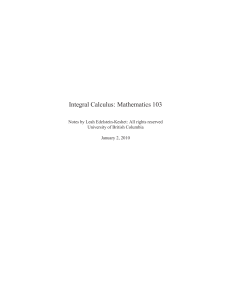 Integral Calculus Course Notes: Areas, Volumes, and Techniques
