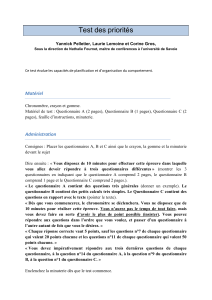 Test des priorités : Évaluation planification et organisation du comportement