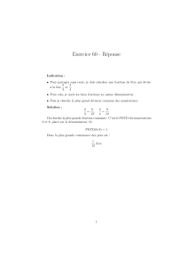 Exercice 60 - Réponse : PGCD de fractions pour partage sans reste