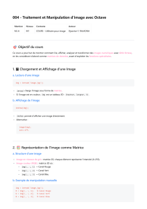 Traitement d'image avec Octave: Notes de cours