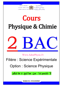Cours Physique & Chimie 2 BAC - Science Exp&eacute;rimentale