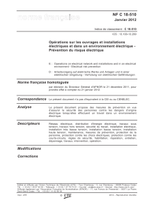 NF C 18-510 : Prévention du risque électrique