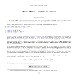 Devoir Maison : Serpents et &Eacute;chelles - Algorithmes et Programmation
