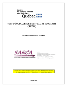 TENS: Guide de Préparation Compréhension de Textes - Version 2020