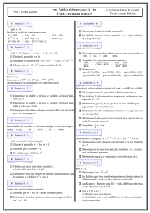 Arithm&eacute;tique dans N - Exercices pour Tronc Commun Science