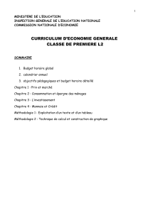 Programme d'Économie Générale - Première L2 | Ministère Éducation