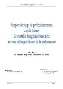 Le contrôle budgétaire bancaire : pilotage de la performance à la BPR Fès-Taza