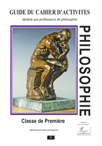 Guide du cahier d'activités Philosophie Première