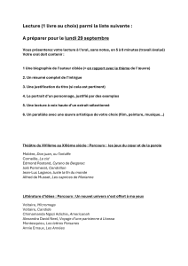Consignes de lecture : Préparation à l'oral
