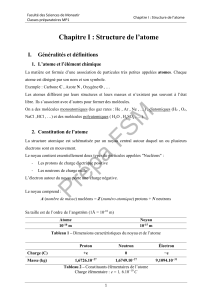 Structure de l'atome - Chapitre I | Classes préparatoires MP1
