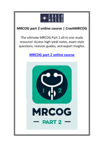 MRCOG Part 2 Online Course | CrashMRCOG