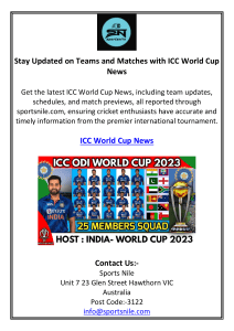 Stay Updated on Teams and Matches with ICC World Cup News
