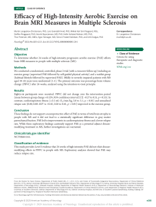 High-Intensity Aerobic Exercise & Brain MRI in Multiple Sclerosis