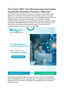 The Green Shift  How Microlearning Guarantees Sustainable Business Practices   MaxLearn