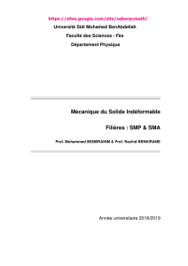 Mécanique du Solide Indéformable : Cours SMP & SMA 2018/2019