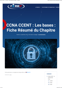 CCNA CCENT : Fiche Résumé du Chapitre - Bases Réseau Informatique FORMIP