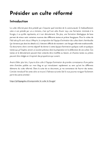 Pr&eacute;sider un culte r&eacute;form&eacute; : Guide pratique et textes liturgiques