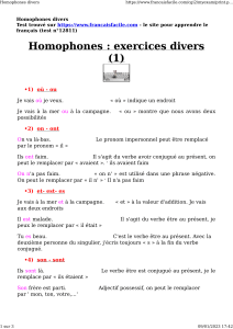 Homophones français : Exercices et explications (où, ou, on, ont, et, est, es, son, sont)