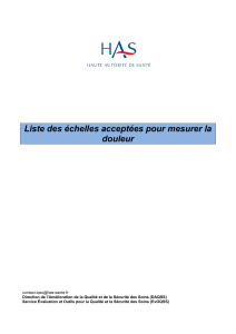 Échelles d'évaluation de la douleur: Guide HAS pour professionnels de santé