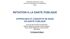 Initiation à la Santé Publique: Concepts de Base - Cours Pharmacie