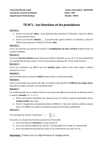 TD N°1 Python : Fonctions, Procédures et Algorithmes INFO2