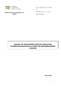 Manuel de proc&eacute;dures FDF - B&eacute;nin