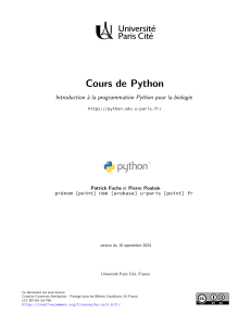 Cours Python : Introduction à la programmation pour la biologie