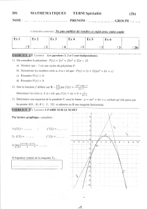 DS Mathématiques Terminale Spécialité - Fonctions et Dérivées
