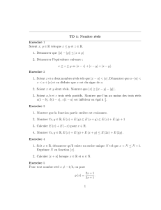 TD 1: Exercices sur les Nombres Réels - Analyse Mathématique