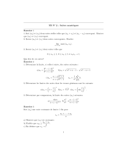 TD N° 2 : Suites numériques - Exercices de convergence et limites