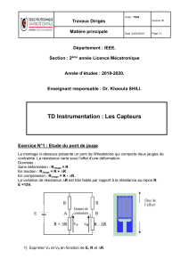 Exercices sur les capteurs : Pont de jauge, Thermocouple