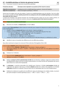 Variabilité génétique et génomes humains - Exercice SVT