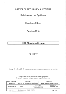 BTS Maintenance des Syst&egrave;mes - &Eacute;preuve Physique-Chimie U32 2018
