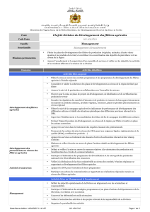 Fiche de Poste: Chef de Division Développement Filières Agricoles