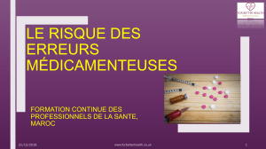 Erreurs M&eacute;dicamenteuses: Risques et Pr&eacute;vention (Maroc)