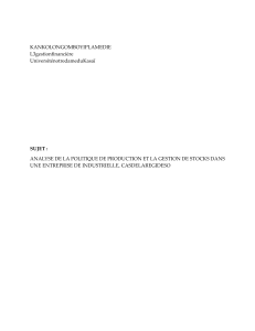 Analyse Production & Stocks REGIDESO - Mémoire Universitaire